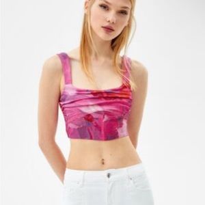 Bershka floral print corset top XS